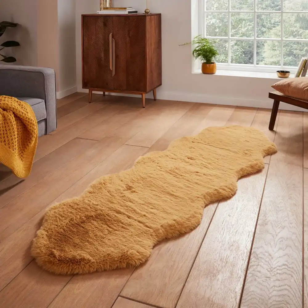 Super Teddy Sheepskin Mustard Rug - Image 2