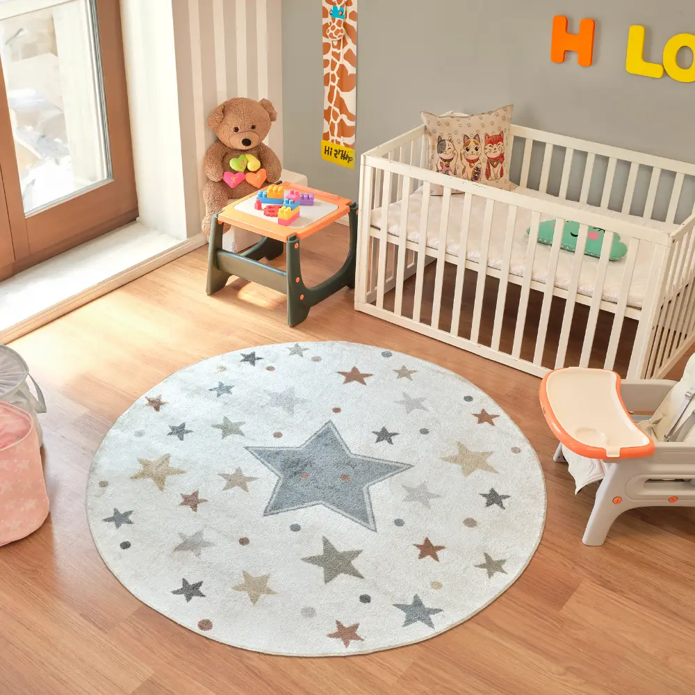 Supermama Kids Machine Washable Multicolour/Blue BedroomRug - Image 12