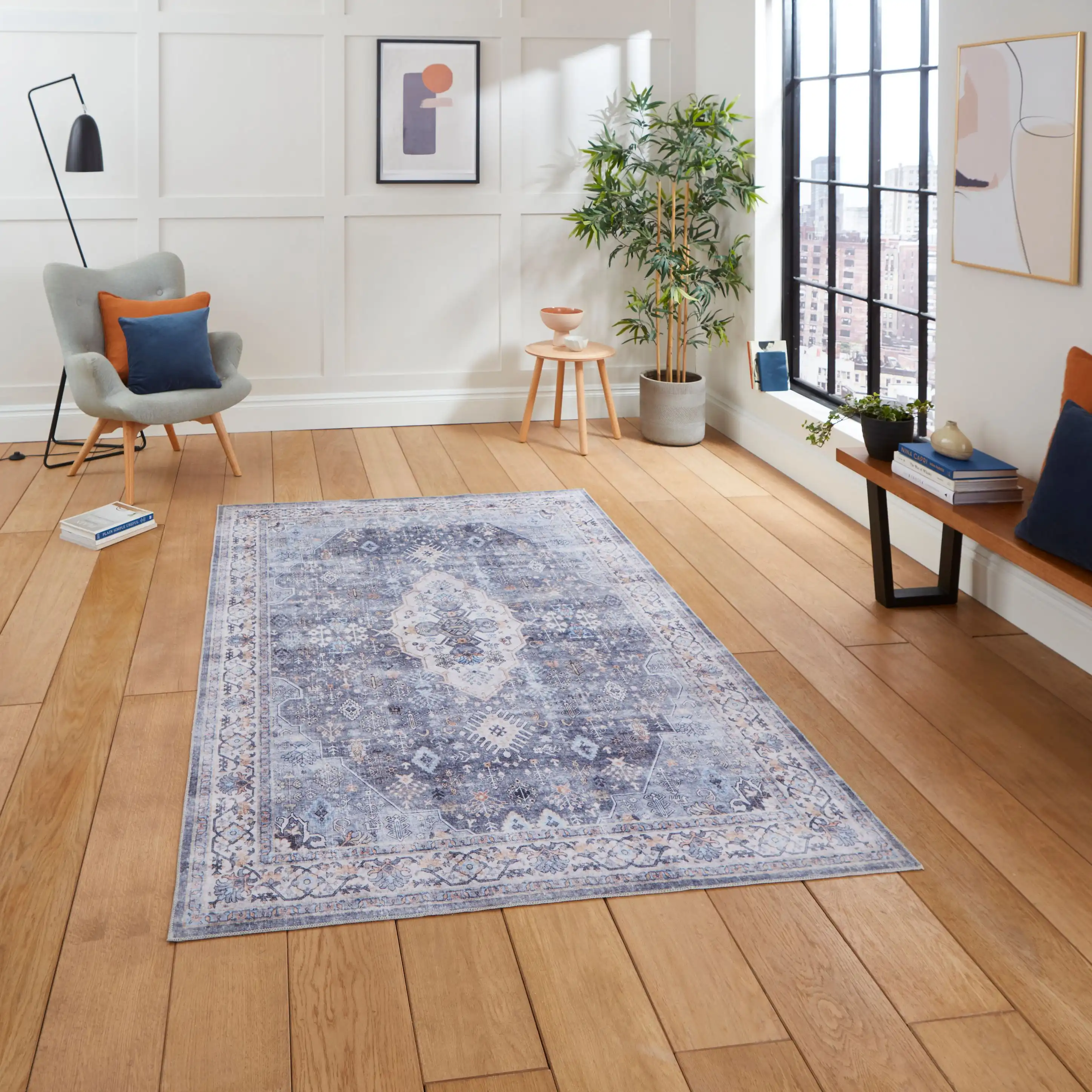 Tabriz Washable H1156 Blue Rug