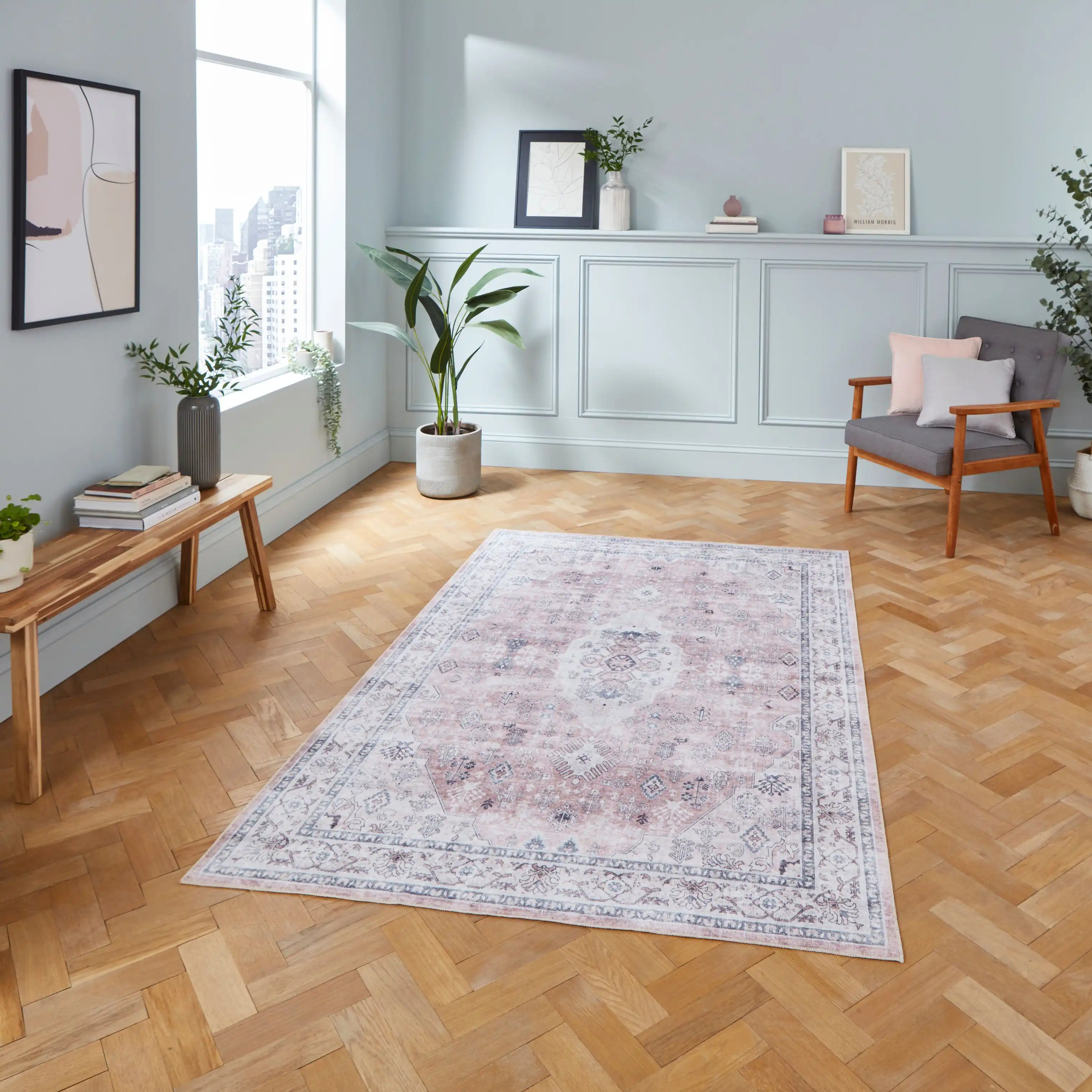 Tabriz Washable H1156 Rose Rug