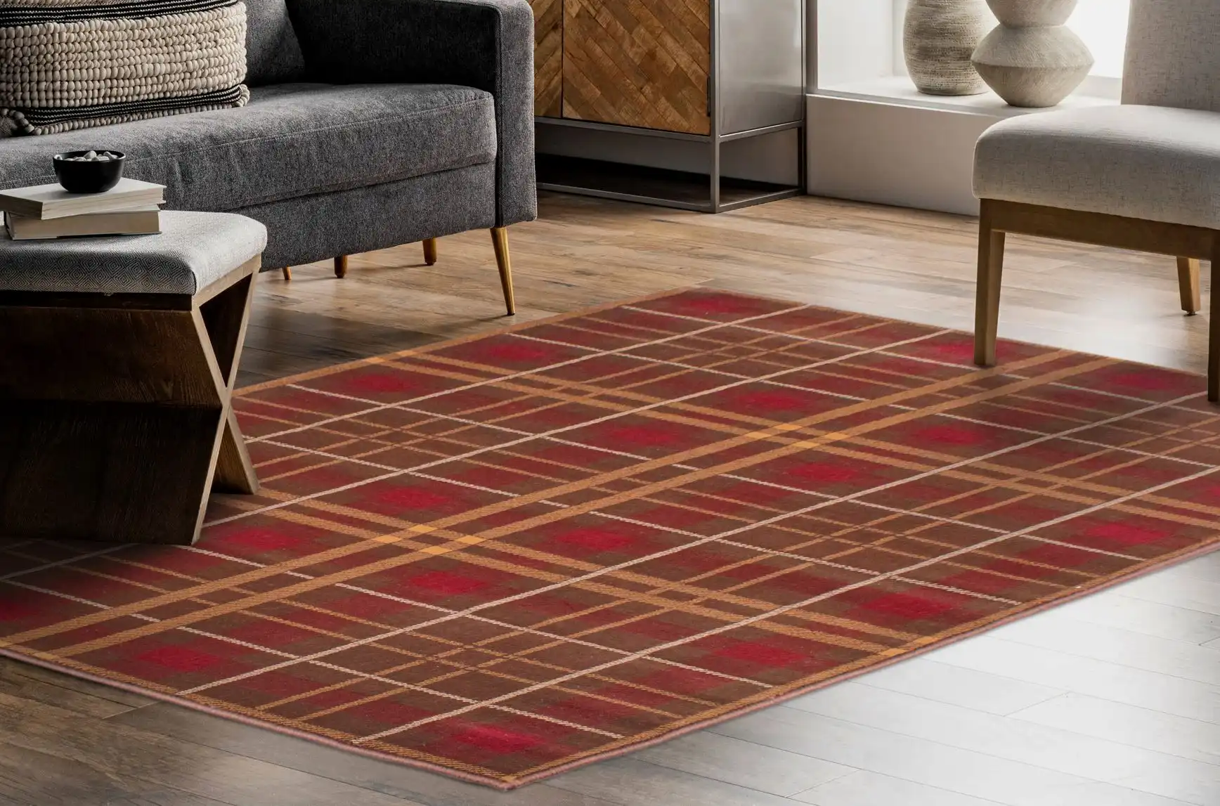 Tartan Brown Rug