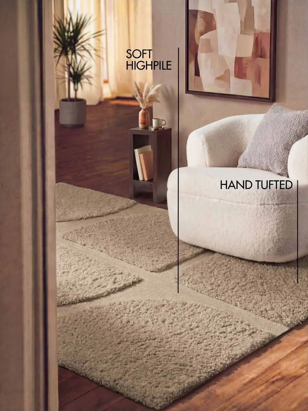 Ted Baker Lambeth High Pile Rug Jasper Beige 106370 - Image 2