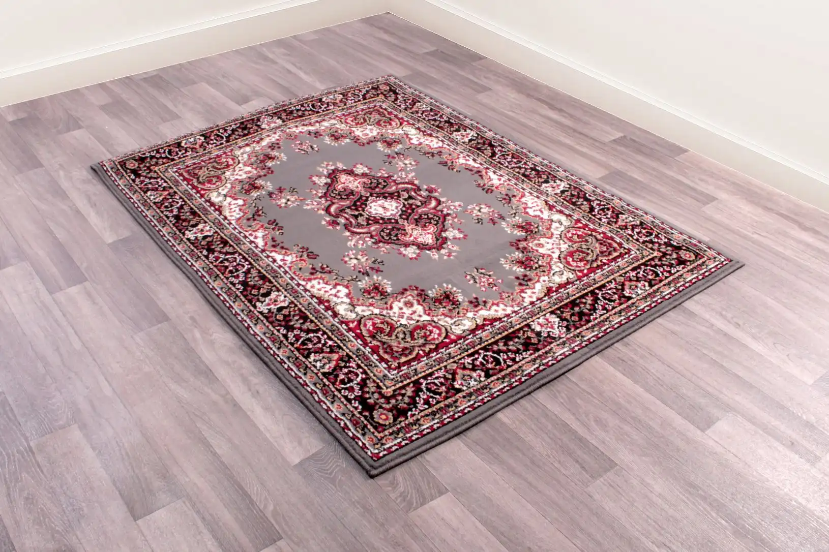 Traditional Poly Lancashire Grey Rug - Image 2