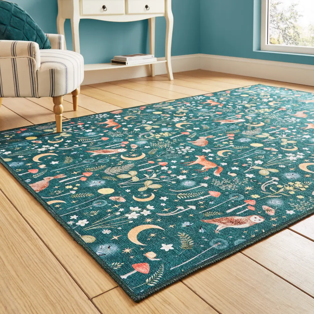 Catherine Lansfield Twilight Animals Green - Washable