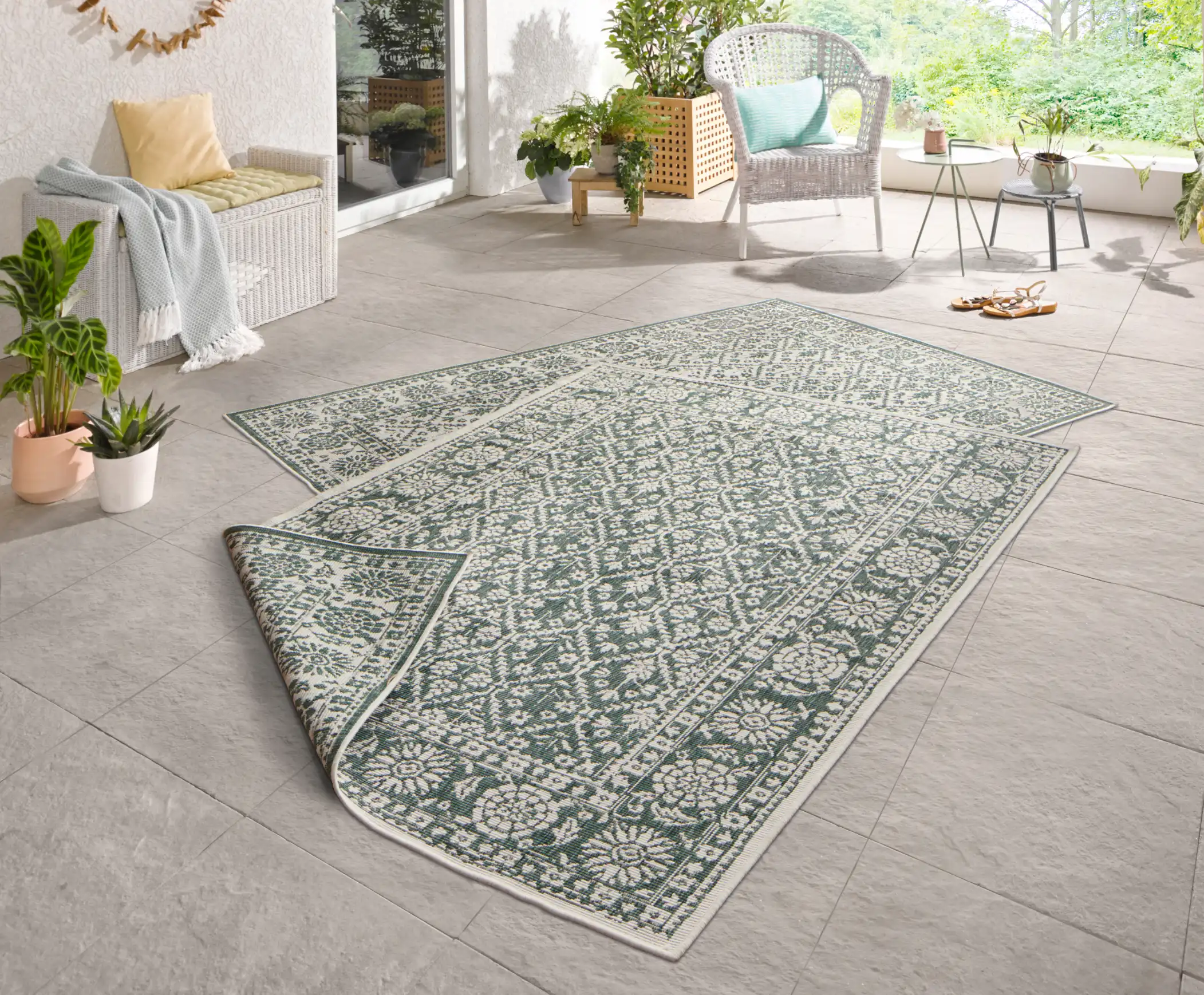 Twin 103115 Green Cream Rug