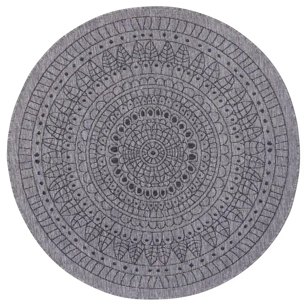 Twin Reversible Circles Indoor Outdoor 105476 Night Silver Rug - Image 3