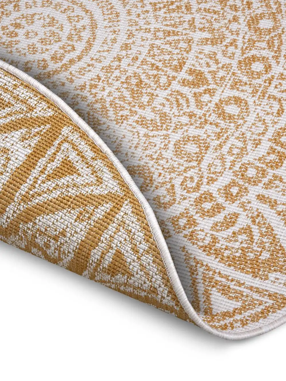 Twin Reversible Circles Indoor Outdoor 105792 Ochre Rug - Image 3