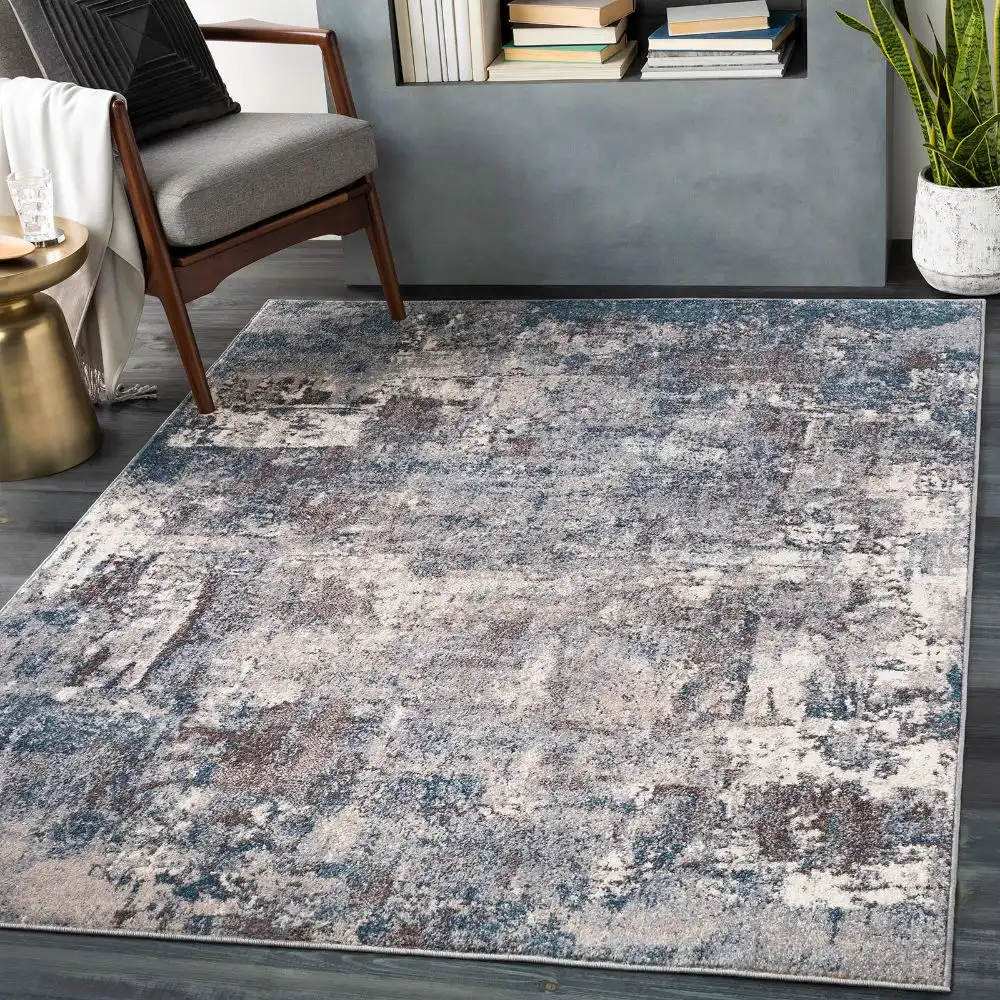 Noa Abstract Modern Marble Teal Rug