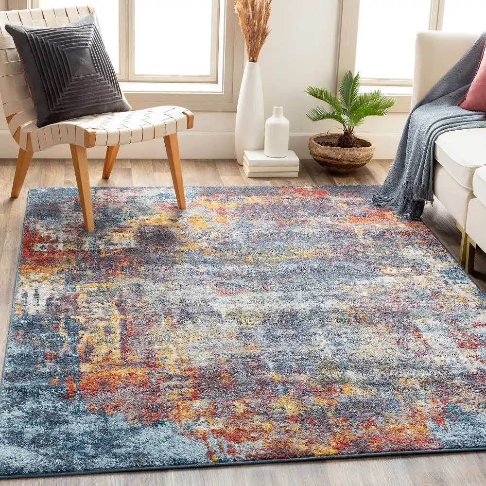 Noa Abstract Modern Marble Burnt Orange Rug