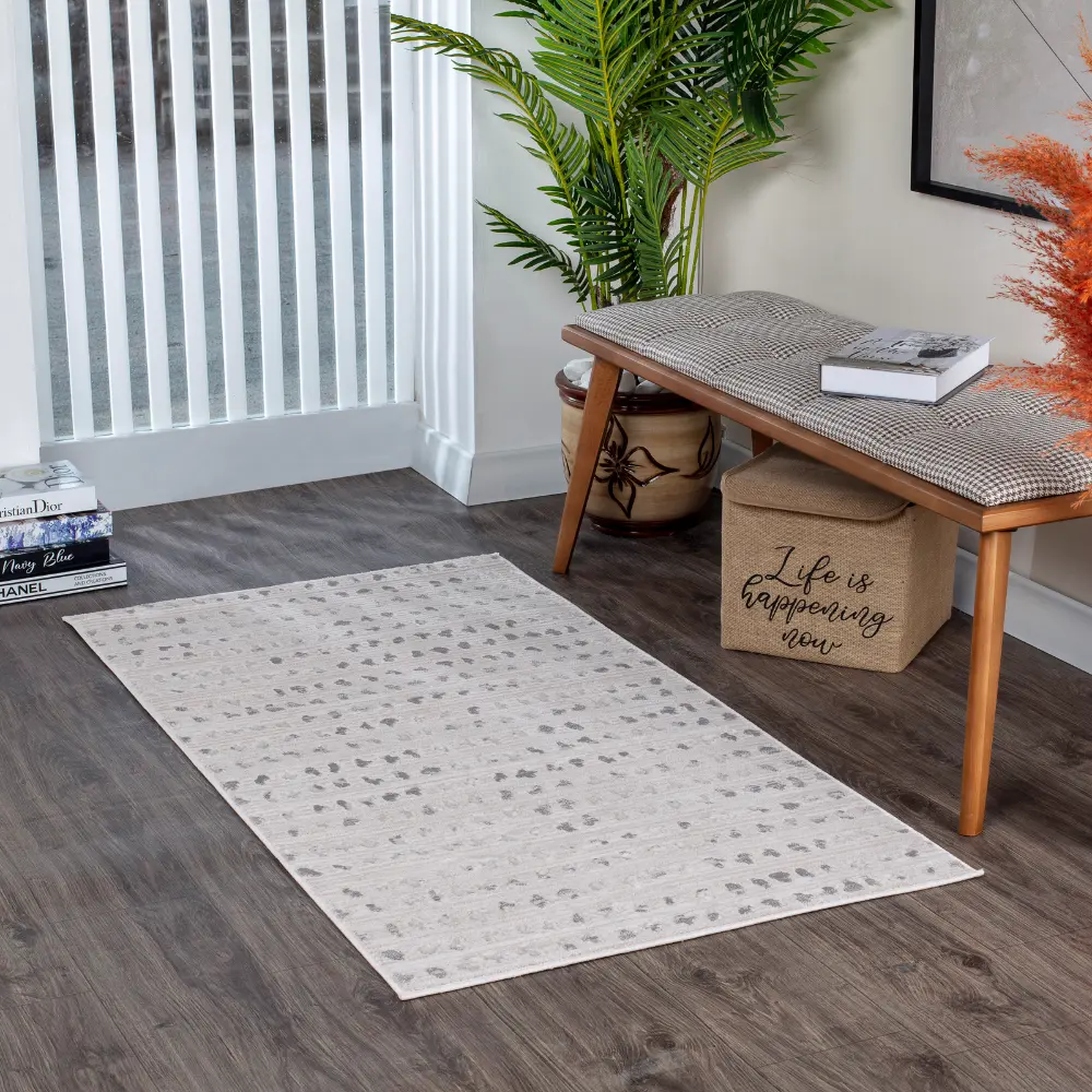 Valkiria Scandi Modern Beige/White Polka Dot Rug - Image 11