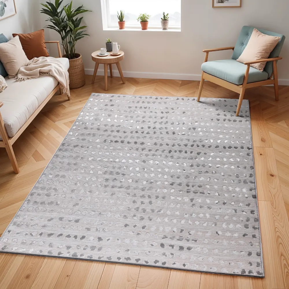 Valkiria Scandi Modern Beige/White Polka Dot Rug - Image 6