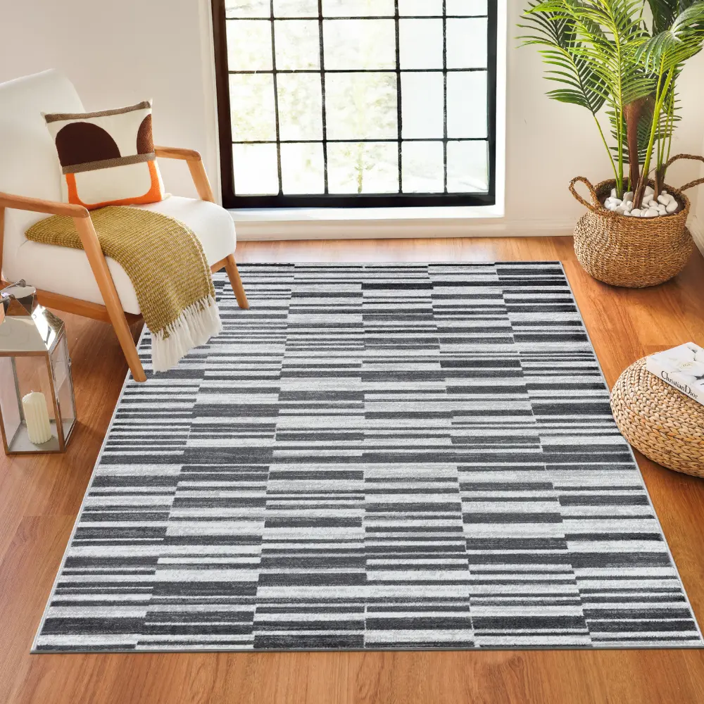 Vartika Scandi Modern Black Rug - Image 5