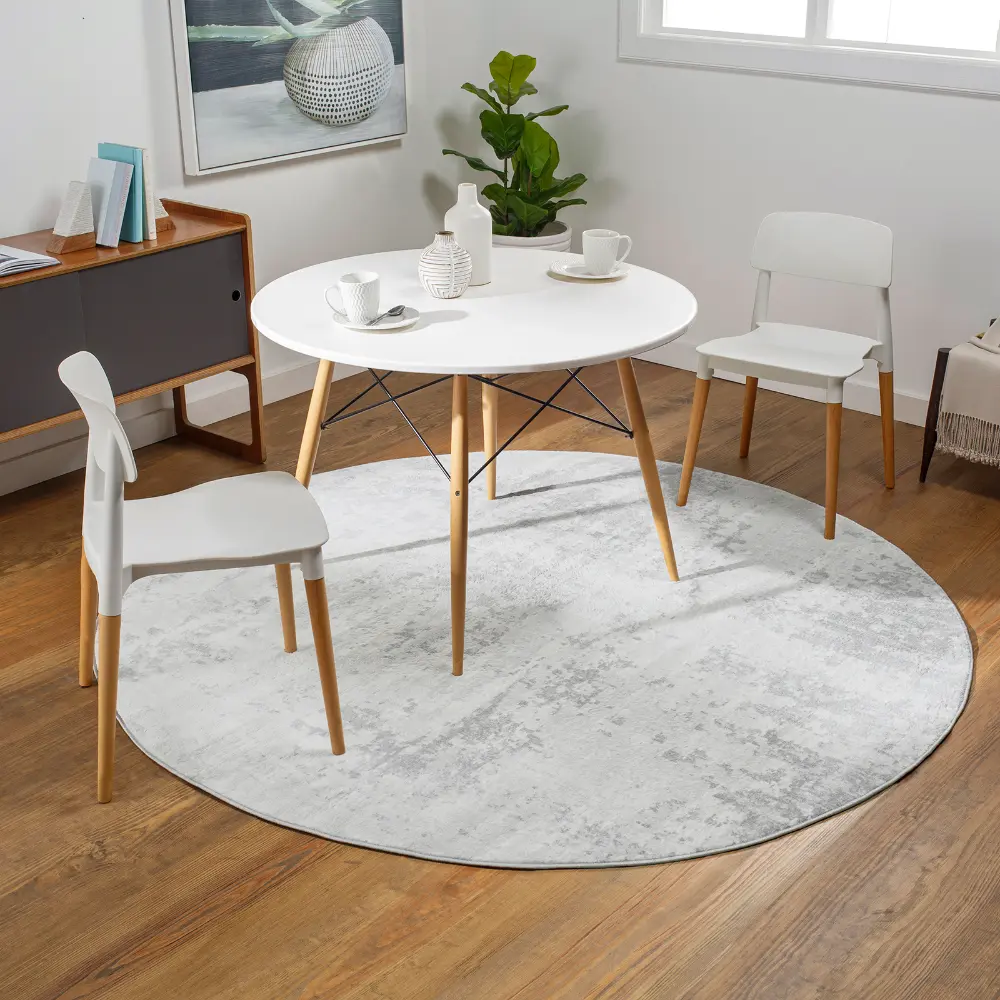 Victoire Abstract Modern Marble Grey/Ivory Rug - Image 3