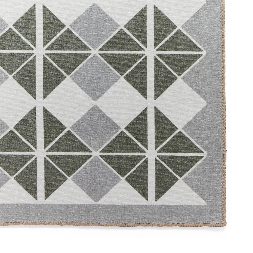 Victoria H1184 Grey/Green Washable Rug - Image 4