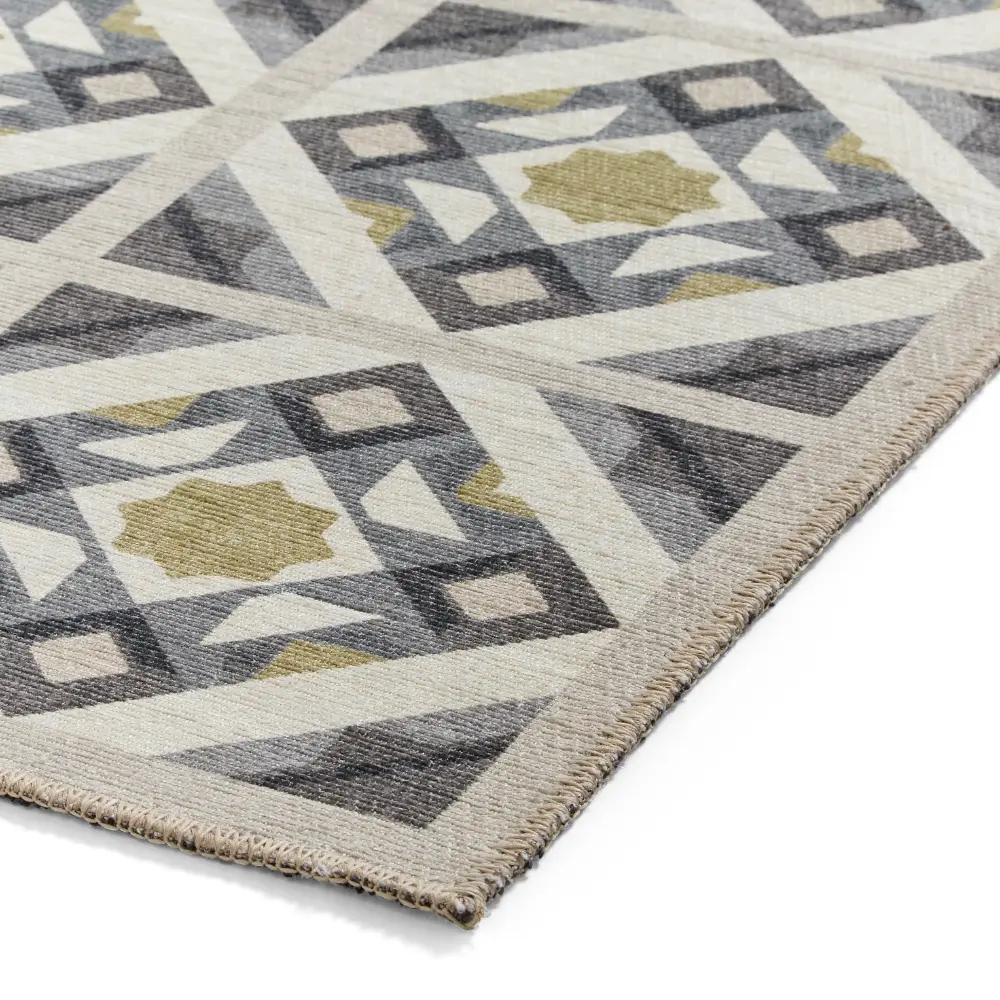 Victoria H1187 Grey/Yellow Washable Rug - Image 2