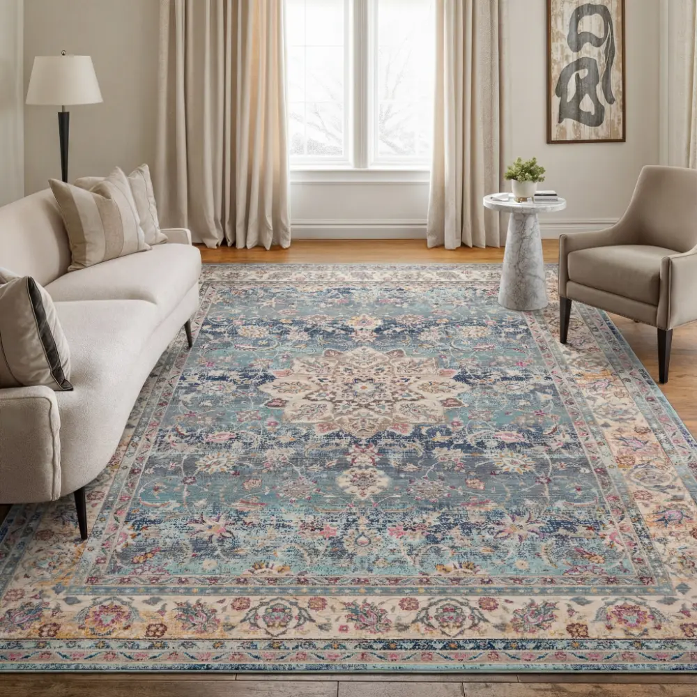 Vintage Kashan VKA01 Blue Rug - Image 12