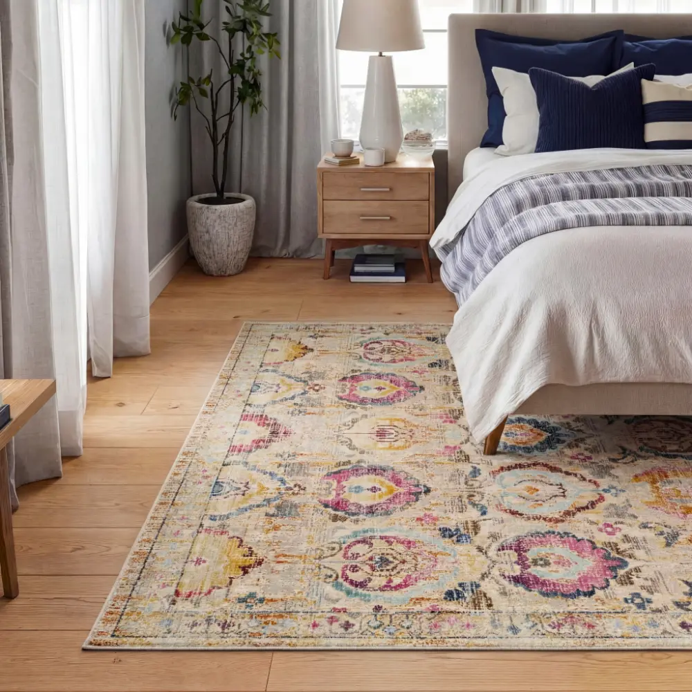 Vintage Kashan VKA04 Ivory Multi Rug - Image 4