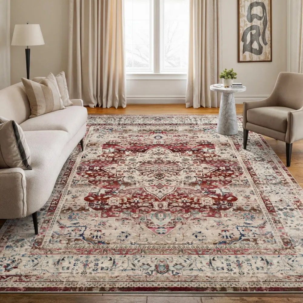 Vintage Kashan VKA07 Red Ivory Rug