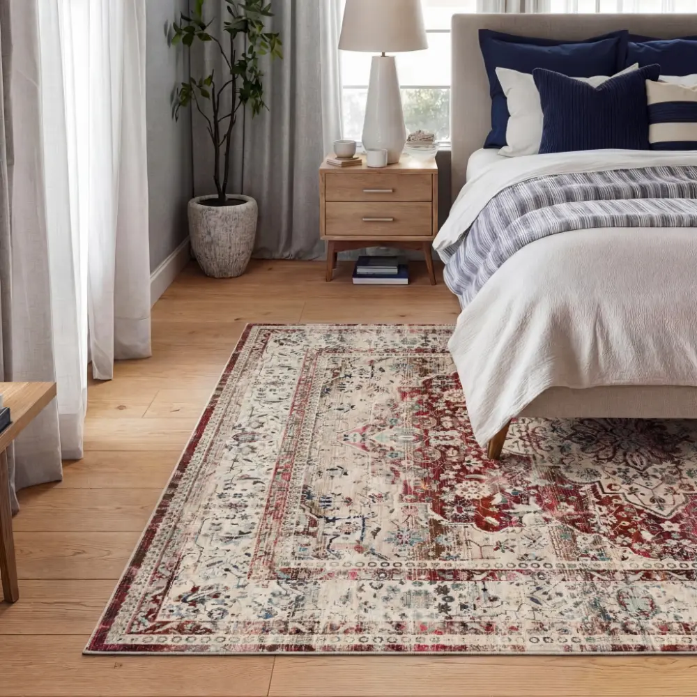 Vintage Kashan VKA07 Red Ivory Rug - Image 2