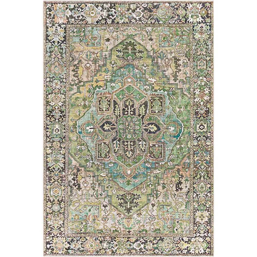 Viorica Vintage Oriental Boho Dark Green Rug - Image 8