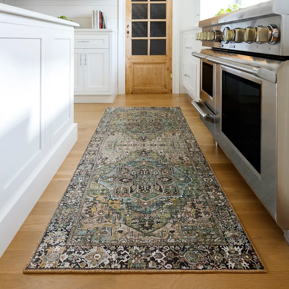 Viorica Vintage Oriental Boho Dark Green Rug - Image 9