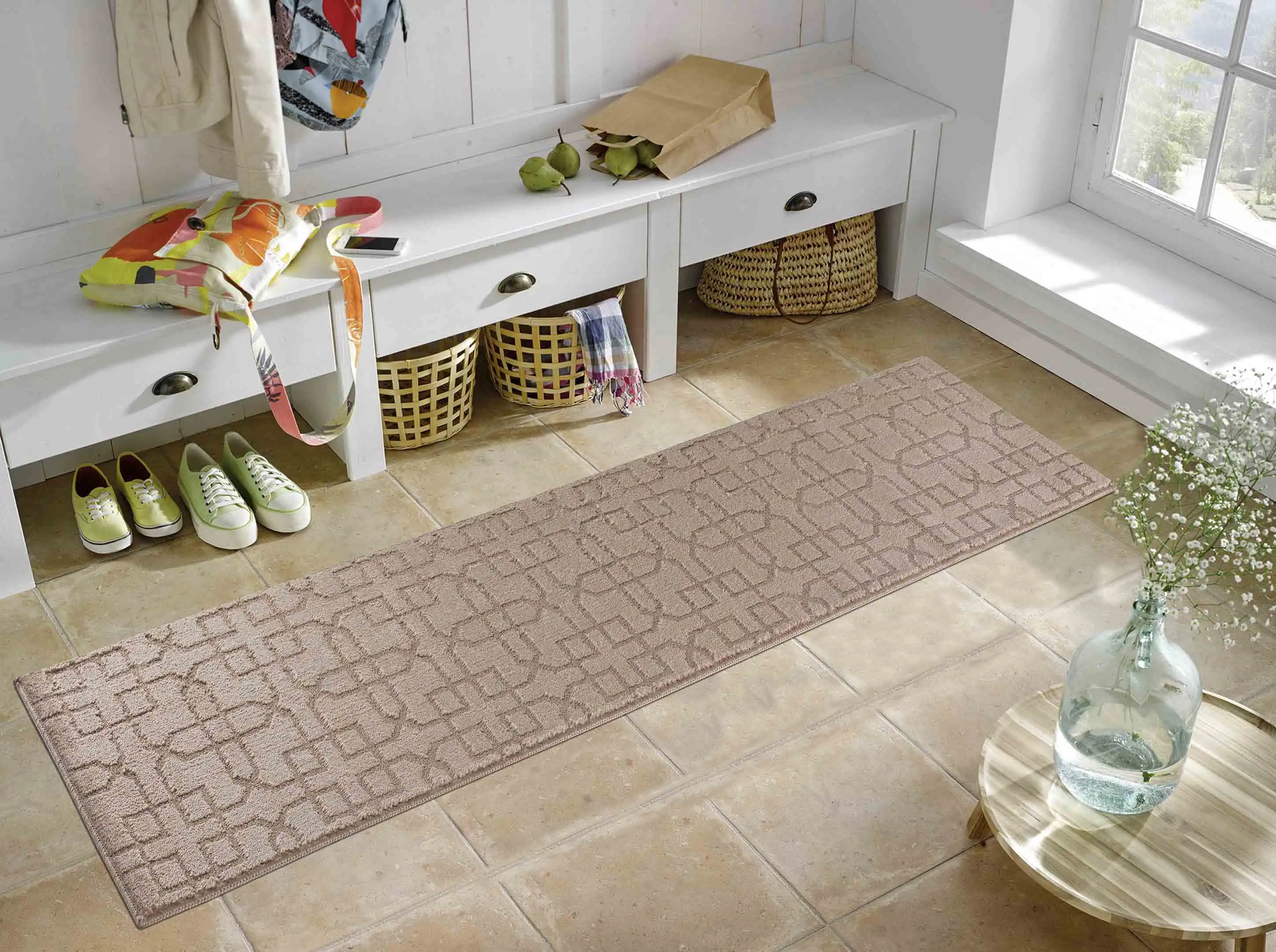 Washable 9mm Gel-Back Ivy Siam Beige Rug - Image 4