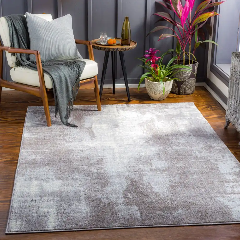 Giulia Abstract Modern Marble Light Grey Rug - Image 5