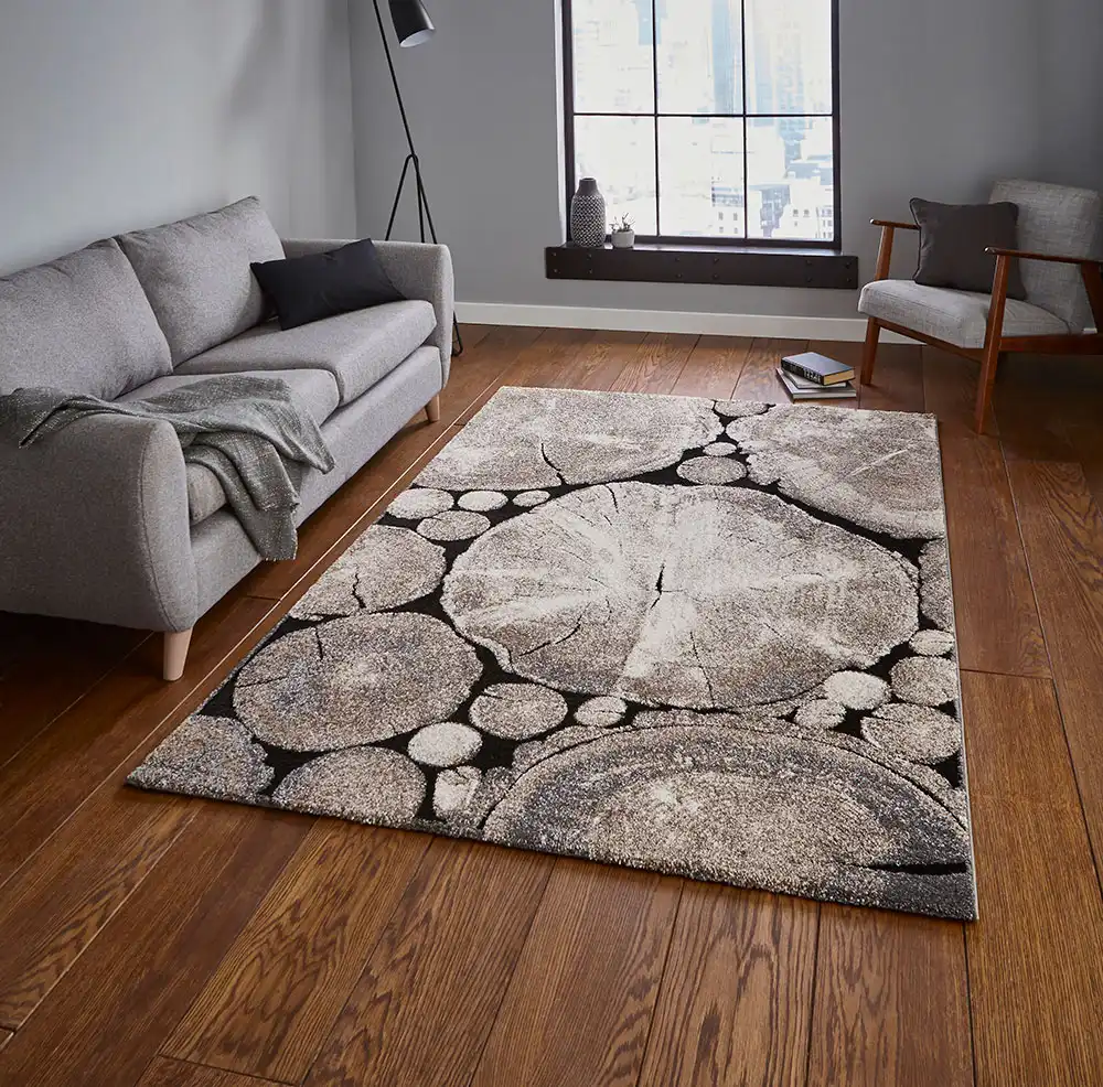 Woodland Think 6318 Beige Black Rug