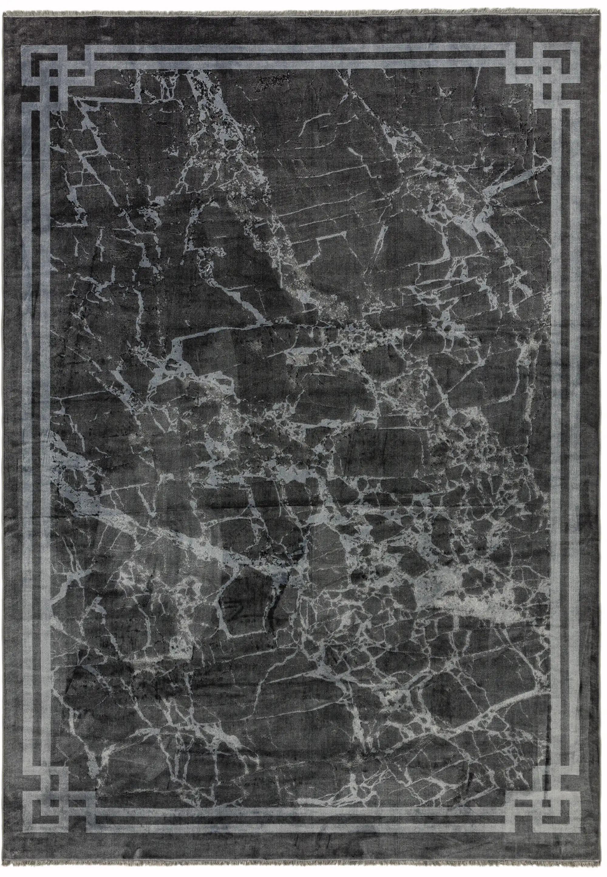 Zehraya ZE03 Grey Border Rug - Image 4